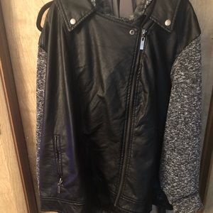 Hooded pleather jacket
